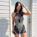Women's Clothing Hot Diamond See Through Backless Halter Neck Elastic Jumpsuit_ecoleips.com