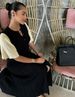 K Women's Fashion Short-sleeved Button-down Knitted Dress_ecoleips.com
