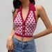 2025 Summer European And American Retro Vacation Style Heart Print Halter Neck Camisole Versatile Slim Fit Hot Girl Top_ecoleips.com