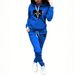 Women's Clothing 5766A6 women's clothing fashion print solid color suit leisure sports two pieces_ecoleips.com