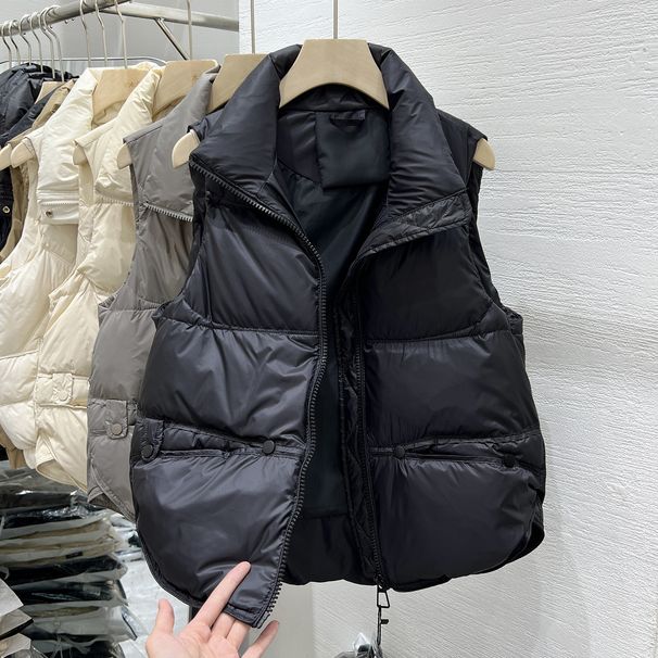Women's Clothing Autumn Hot Style Stand Collar Down Cotton Vest Small Size Versatile Fashion Cotton Vest Waistcoat Jacket Trendy_ecoleips.com