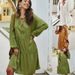Women's V Neck High Waist Loose Fit Solid Color Paneled Midi Dress – Tie Belt Casual Boho Gown 2026_ecoleips.com