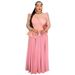Women's Clothing Plus Size Elegant African Lace Evening Dress – Embroidered Mesh Gown For Women, Green/Black/White/Pink_ecoleips.com