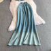 Women's Clothing Elegant Two-Piece Denim Set - Square Neckline With Puff Sleeves & High-Waisted Ombre Skirt (Light Blue, S/M/L/XL)_ecoleips.com