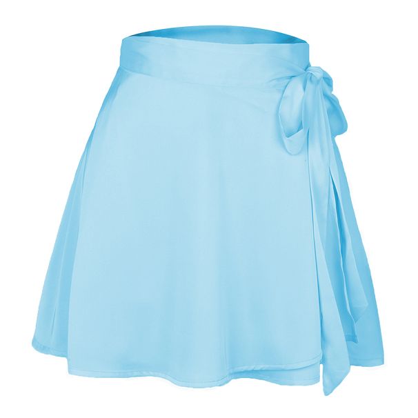 Solid Color Skirt High Waisted Fashionable One Piece Strappy Skirt Chiffon Satin Wrap Skirt_ecoleips.com