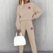 Women's Casual Lounge Set Long Sleeve round Neck Two Piece Outfit Soft Acrylic Tracksuit Comfortable Winter Home Wear_ecoleips.com