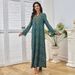 New Evening Dress Muslim Robe Female Long Skirt Heavy Hand Sewn Beaded Long Sleeve Dress_ecoleips.com