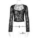 European And American Women's Clothing 2025 Autumn New Fashion Sexy Sheer Mesh Slim-Fit Long-Sleeve T-Shirt Top_ecoleips.com