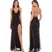 Elegant V-Neck Backless Sequin Evening Dress For Women - Sexy A-Line Long Gown With Slit, Sleeveless & Glamorous For Parties & Special Occasions_ecoleips.com