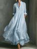French Style Flowy Maxi Shirt Dress - Lightweight Summer Dress With Full Skirt For Women_ecoleips.com