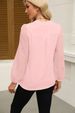 K Women's New Solid Color V-neck Lace Spliced Chiffon Top_ecoleips.com