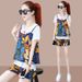 Summer Plus Size Women's Loose T-Shirt Floral Fashion For Chubby Sisters, Stylish And Age-Reducing Slimming Shorts_ecoleips.com
