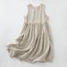 2026 New Women's Cotton Linen Sleeveless Dress Casual V Neck Button Down Loose Midi Dresses For Summer Women's Casual Dresses_ecoleips.com