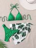 Women’s Clothing New Halter Neck Tie Mesh Skirt Swimsuit Women Three piece Beach Bikini Swimsuit_ecoleips.com