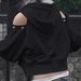Women's Clothing Hip Hop Style Starry Sky Pattern Long Sleeved Hooded Sweatshirt_ecoleips.com