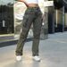 Women's Clothing Y2k Style Denim Heavy Wash Stitching Work Pockets Multiple Pockets Hem Laces Wide Leg Jeans_ecoleips.com