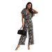 Women's Clothing Summer Hot Style V Neck Sexy Leopard Zebra Pattern Waist Trousers Jumpsuit_ecoleips.com