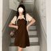 Women's Summer New Style Slimming Camisole Dress Set, Featuring A Stylish Short Cover-up And Skirt Two-piece Outfit_ecoleips.com