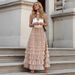 Women's Mesh Panel Tiered A-Line Maxi Skirt – Solid Color High Waist Flowy Layered Tulle Skirt For Spring Summer 2026_ecoleips.com