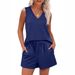 Women's Clothing Summer Shorts With Casual V Neck Sleeveless Vest Suit_ecoleips.com