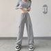 Women's Clothing High-Waisted Cargo Pants Slimming Tapered Wide Leg Straight Leg Casual Sports Plus Size Winter Style_ecoleips.com
