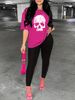 Women's Casual, Loose, Fashionable, Personalized Skull Pattern Print Loose T-shirt+cropped Pants Two-piece Home Sportswear Daily Wear-247_ecoleips.com
