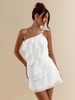 French-Style Halter Neck Dress – Flowy Ruffled Mini Dress, Off-Shoulder Backless Sexy Tiered Dress_ecoleips.com