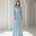 Women's Elegant Rhinestone-Embellished Maxi Dress – Flowy, 3/4 Sleeve, Round Neck (XS-3XL, Red & White)_ecoleips.com