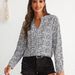 Elegant V-Neck Long Sleeve Blouse for Women Stylish Polyester Office Casual Shirt Comfortable Fall Winter Top_ecoleips.com