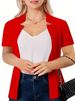 Women's Casual Short Sleeved Jacket Cardigan plus Size Fashion Suit Top for plus Size Clothes_ecoleips.com