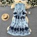 Women's Elegant Lantern Sleeve Printed Dress Belted A-Line Midi Skirt Long Sleeves Fitted Waist Spring Style Vacation Look_ecoleips.com