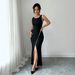 Women's Clothing Women's Slim Fit Sleeveless Long Dress Style Black White Color Block Slit Design For Work For Formal & Casual For Women_ecoleips.com