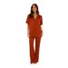 Cross-border Women's Clothing New Solid Color Lapel Home Wear Comfortable Casual Pajamas Short-sleeve Long-pants_ecoleips.com