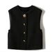 Aria Basics Design Sense Hidden Round Neck Sleeveless Vest Jacket For Women Early Spring New 2025 Unique Metal Button Versatile Top_ecoleips.com