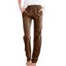 Aria Basics Spring Autumn European And American Women's Clothing Solid Color Cotton Linen Loose Drawstring Wide-Leg_ecoleips.com