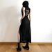 K New Women's Fashion Trend Hooded Hollow Out Backless Sleeveless Slit Long Skirt Dress_ecoleips.com