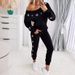 Women's Clothing women's casual fashion slim long sleeved off shoulder top + pants two piece suit_ecoleips.com