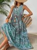 Summer Print Crew-neck Sleeveless Dress For Women Suitable For Casual Or Beach Wear For Holiday And Long Holiday_ecoleips.com