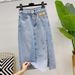 High-Waisted Side Slit Denim Skirt for Women Slimming A-Line Bodycon Midi Skirt Summer 2021 Trendy Instagram-Friendly_ecoleips.com
