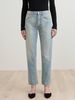 Women's Clothing Gray And Dark Blue High Waist Straight Nine Point Jeans For Women In Autumn With Asymmetric Trouser Legs_ecoleips.com