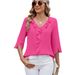 Elegant V-Neck Chiffon Blouse With Ruffled Hem & Flowy Sleeves – Breathable & Stylish Women's Top_ecoleips.com