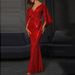 Women's 2023 spring and summer new sexy dress slit solid color sequin long mop evening dress skirt_ecoleips.com