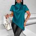 Women's Clothing Satin Shirt Asymmetrical Hem Blouse Spring Summer For Formal & Casual For Women Top Spring Summer_ecoleips.com