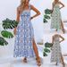 Women's Clothing Summer New Fashion Suspenders Printed Sleeveless Slit Long Dress_ecoleips.com