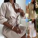 Women's Clothing Stand Up Collar Long Sleeve Waist Single Breasted Lace Up Shirt Dress_ecoleips.com