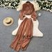 Elegant Vintage Lace Trimmed Lantern Sleeve Blouse + High-Waisted Wide-Leg Pants Set - Romantic & Office Chic_ecoleips.com