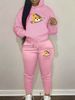 Women's Autumn And Winter Casual Fashion Bear Zipper Cartoon Pattern Printed Thick Fleece Warm Hooded Sweatshirt+sports Pants Set-751_ecoleips.com