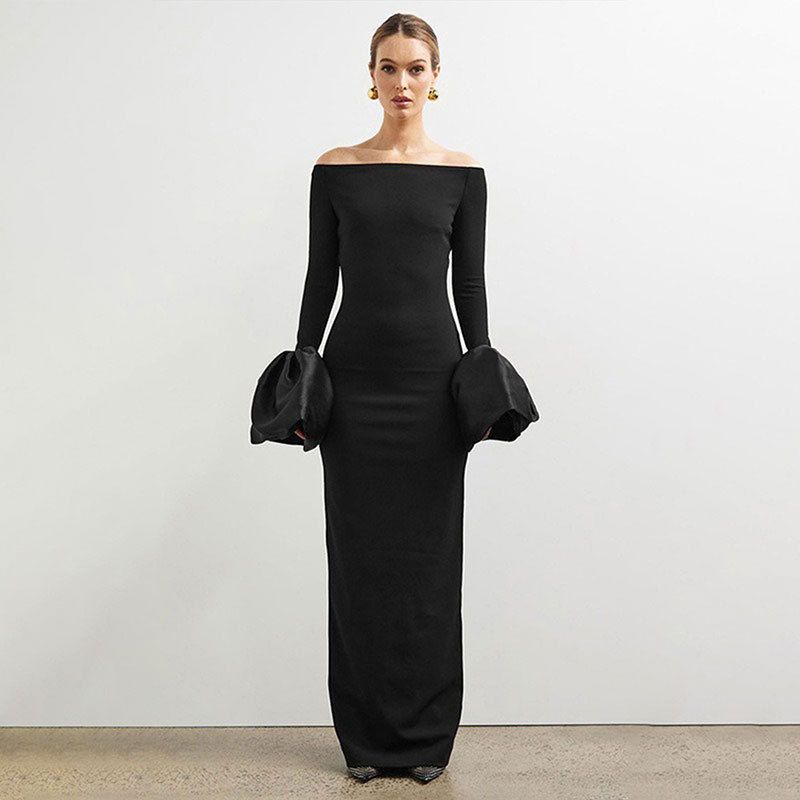 Women's Clothing Elegant Off-The-Shoulder Dress For Women Irregular Skirt Polyester Fabric Private Outfit For Mature Style Spring Fashion_ecoleips.com