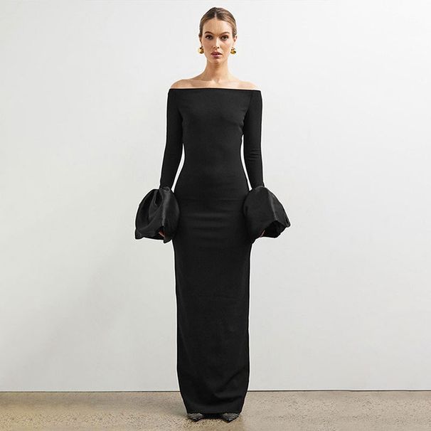 Women's Clothing Elegant Off-The-Shoulder Dress For Women Irregular Skirt Polyester Fabric Private Outfit For Mature Style Spring Fashion_ecoleips.com