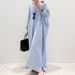2022 New Cross-Border Cotton-Linen Striped Cardigan Loose Plus Size Elegant Commuting Irregular Dress_ecoleips.com